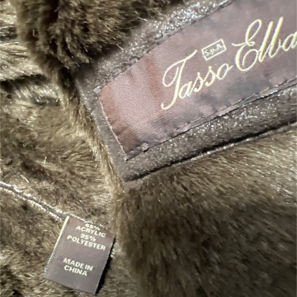 Tasso Elba Brown Faux Leather Jacket Men Winter Jacket Size M - Picture 5 of 13